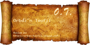 Orbán Teofil névjegykártya